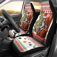 Madagascar Christmas Car Seat Cover with Lemur Santa Hat Holiday Tree and Festive Pattern - Wonder Print Shop