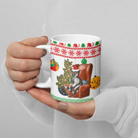 Madagascar Christmas Ceramic Mug with Lemur Santa Hat Holiday Tree and Festive Pattern - Wonder Print Shop