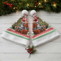 Madagascar Christmas Santa Hat with Lemur Santa Hat Holiday Tree and Festive Pattern - Wonder Print Shop