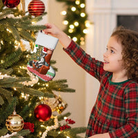 Madagascar Christmas Stocking with Lemur Santa Hat Holiday Tree and Festive Pattern - Wonder Print Shop