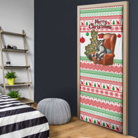 Madagascar Christmas Door Cover with Lemur Santa Hat Holiday Tree and Festive Pattern - Wonder Print Shop