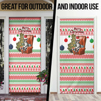 Madagascar Christmas Door Cover with Lemur Santa Hat Holiday Tree and Festive Pattern - Wonder Print Shop