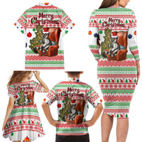 Madagascar Christmas Family Matching Long Sleeve Bodycon Dress and Hawaiian Shirt with Lemur Santa Hat Holiday Tree and Festive Pattern - Wonder Print Shop