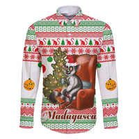 Madagascar Christmas Family Matching Long Sleeve Bodycon Dress and Hawaiian Shirt with Lemur Santa Hat Holiday Tree and Festive Pattern - Wonder Print Shop