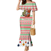 Madagascar Christmas Family Matching Mermaid Dress and Hawaiian Shirt with Lemur Santa Hat Holiday Tree and Festive Pattern - Wonder Print Shop