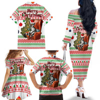 Madagascar Christmas Family Matching Off The Shoulder Long Sleeve Dress and Hawaiian Shirt with Lemur Santa Hat Holiday Tree and Festive Pattern - Wonder Print Shop