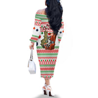 Madagascar Christmas Family Matching Off The Shoulder Long Sleeve Dress and Hawaiian Shirt with Lemur Santa Hat Holiday Tree and Festive Pattern - Wonder Print Shop