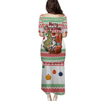 Madagascar Christmas Family Matching Puletasi and Hawaiian Shirt with Lemur Santa Hat Holiday Tree and Festive Pattern - Wonder Print Shop