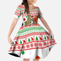 Madagascar Christmas Family Matching Short Sleeve Bodycon Dress and Hawaiian Shirt with Lemur Santa Hat Holiday Tree and Festive Pattern - Wonder Print Shop