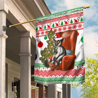 Madagascar Christmas Garden Flag with Lemur Santa Hat Holiday Tree and Festive Pattern - Wonder Print Shop