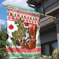 Madagascar Christmas Garden Flag with Lemur Santa Hat Holiday Tree and Festive Pattern - Wonder Print Shop