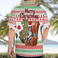 Madagascar Christmas Hawaiian Shirt with Lemur Santa Hat Holiday Tree and Festive Pattern - Wonder Print Shop