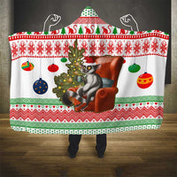 Madagascar Christmas Hooded Blanket with Lemur Santa Hat Holiday Tree and Festive Pattern - Wonder Print Shop