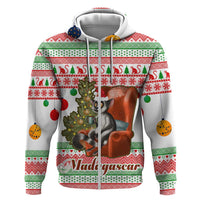 Madagascar Christmas Hoodie with Lemur Santa Hat Holiday Tree and Festive Pattern - Wonder Print Shop