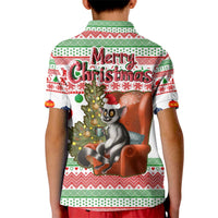 Madagascar Christmas Kid Polo Shirt with Lemur Santa Hat Holiday Tree and Festive Pattern - Wonder Print Shop