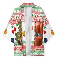Madagascar Christmas Kimono with Lemur Santa Hat Holiday Tree and Festive Pattern - Wonder Print Shop