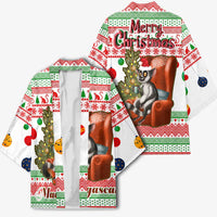 Madagascar Christmas Kimono with Lemur Santa Hat Holiday Tree and Festive Pattern - Wonder Print Shop