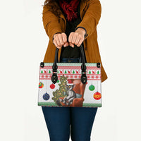 Madagascar Christmas Leather Bag with Lemur Santa Hat Holiday Tree and Festive Pattern - Wonder Print Shop