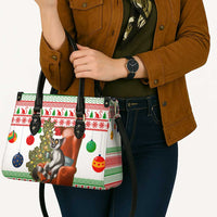 Madagascar Christmas Leather Bag with Lemur Santa Hat Holiday Tree and Festive Pattern - Wonder Print Shop