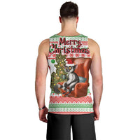 Madagascar Christmas Men Tank Top with Lemur Santa Hat Holiday Tree and Festive Pattern - Wonder Print Shop