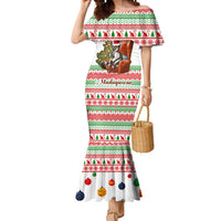 Madagascar Christmas Mermaid Dress with Lemur Santa Hat Holiday Tree and Festive Pattern - Wonder Print Shop