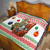 Madagascar Christmas Quilt with Lemur Santa Hat Holiday Tree and Festive Pattern - Wonder Print Shop