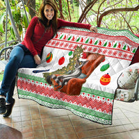 Madagascar Christmas Quilt with Lemur Santa Hat Holiday Tree and Festive Pattern - Wonder Print Shop