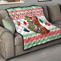 Madagascar Christmas Quilt with Lemur Santa Hat Holiday Tree and Festive Pattern - Wonder Print Shop