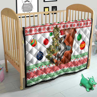 Madagascar Christmas Quilt with Lemur Santa Hat Holiday Tree and Festive Pattern - Wonder Print Shop