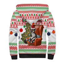 Madagascar Christmas Sherpa Hoodie with Lemur Santa Hat Holiday Tree and Festive Pattern - Wonder Print Shop