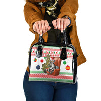 Madagascar Christmas Shoulder Handbag with Lemur Santa Hat Holiday Tree and Festive Pattern - Wonder Print Shop