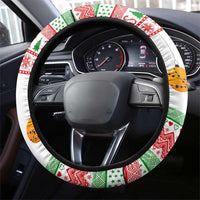 Madagascar Christmas Steering Wheel Cover with Lemur Santa Hat Holiday Tree and Festive Pattern - Wonder Print Shop