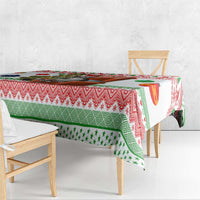 Madagascar Christmas Tablecloth with Lemur Santa Hat Holiday Tree and Festive Pattern - Wonder Print Shop