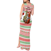 Madagascar Christmas Tank Maxi Dress with Lemur Santa Hat Holiday Tree and Festive Pattern - Wonder Print Shop