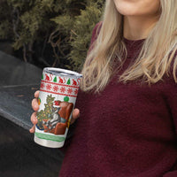 Madagascar Christmas Tumbler Cup with Lemur Santa Hat Holiday Tree and Festive Pattern - Wonder Print Shop
