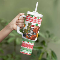 Madagascar Christmas Tumbler With Handle with Lemur Santa Hat Holiday Tree and Festive Pattern - Wonder Print Shop