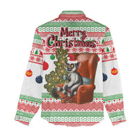 Madagascar Christmas Women Casual Shirt with Lemur Santa Hat Holiday Tree and Festive Pattern - Wonder Print Shop