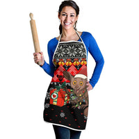 Madagascar Christmas Apron with Aye Aye Lemur Santa Hat Holiday Lights and Gift Box Pattern - Wonder Print Shop