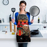 Madagascar Christmas Apron with Aye Aye Lemur Santa Hat Holiday Lights and Gift Box Pattern - Wonder Print Shop