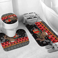 Madagascar Christmas Bathroom Set with Aye Aye Lemur Santa Hat Holiday Lights and Gift Box Pattern - Wonder Print Shop