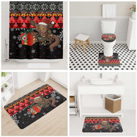Madagascar Christmas Bathroom Set with Aye Aye Lemur Santa Hat Holiday Lights and Gift Box Pattern - Wonder Print Shop