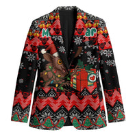 Madagascar Christmas Blazer with Aye Aye Lemur Santa Hat Holiday Lights and Gift Box Pattern - Wonder Print Shop