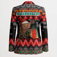 Madagascar Christmas Blazer with Aye Aye Lemur Santa Hat Holiday Lights and Gift Box Pattern - Wonder Print Shop