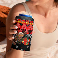 Madagascar Christmas 4 in 1 Can Cooler Tumbler with Aye Aye Lemur Santa Hat Holiday Lights and Gift Box Pattern - Wonder Print Shop