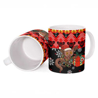 Madagascar Christmas Ceramic Mug with Aye Aye Lemur Santa Hat Holiday Lights and Gift Box Pattern - Wonder Print Shop