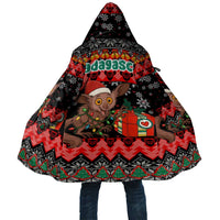 Madagascar Christmas Cloak with Aye Aye Lemur Santa Hat Holiday Lights and Gift Box Pattern - Wonder Print Shop
