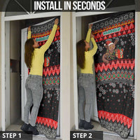 Madagascar Christmas Door Cover with Aye Aye Lemur Santa Hat Holiday Lights and Gift Box Pattern - Wonder Print Shop