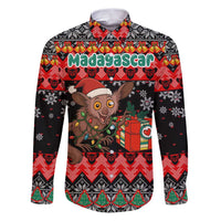 Madagascar Christmas Family Matching Puletasi and Hawaiian Shirt with Aye Aye Lemur Santa Hat Holiday Lights and Gift Box Pattern - Wonder Print Shop