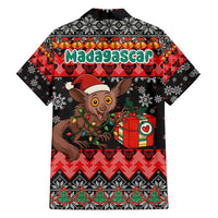 Madagascar Christmas Family Matching Tank Maxi Dress and Hawaiian Shirt with Aye Aye Lemur Santa Hat Holiday Lights and Gift Box Pattern - Wonder Print Shop