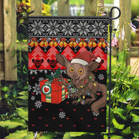 Madagascar Christmas Garden Flag with Aye Aye Lemur Santa Hat Holiday Lights and Gift Box Pattern - Wonder Print Shop
